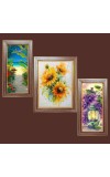 3-Pack Beautiful Garden paiting Photo Frames - 2 Pieces 12x19 Inch & 1 Piece 16x19 Inch - Rustic Wall Art for Home & Office Decor - Botanical Wall Hanging for Living Room, Bedroom, or Workspace
