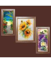 3-Pack Beautiful Garden paiting Photo Frames - 2 Pieces 12x19 Inch & 1 Piece 16x19 Inch - Rustic Wall Art for Home & Office Decor - Botanical Wall Hanging for Living Room, Bedroom, or Workspace