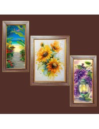 3-Pack Beautiful Garden paiting Photo Frames - 2 Pieces 12x19 Inch & 1 Piece 16x19 Inch - Rustic Wall Art for Home & Office Decor - Botanical Wall Hanging for Living Room, Bedroom, or Workspace
