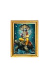Lord Vishnu Photo Frame - 14x18 Inches, Brown Wooden Frame for Home, Office & Temple Decoration