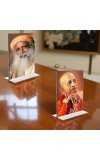 Sadhguru & Swami Prabhupada Acrylic T-Style Photo Stand - 11x13 Inches, Compact and Stylish Spiritual Display, easily change 2 photos (Pack of 1)
