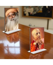 Sadhguru & Swami Prabhupada Acrylic T-Style Photo Stand - 11x13 Inches, Compact and Stylish Spiritual Display, easily change 2 photos (Pack of 1)