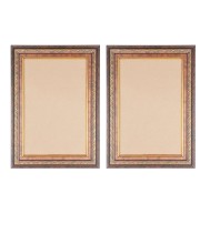 Elegant Vintage Style Wooden Photo st of 2 Frame for Wall & Table Décor – Antique Brown & Gold Finish | Suitable for Painting, Certificate, Photo, or Art Display (2, Medium)