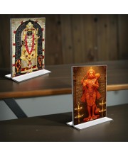 Sri Ram Lalla & Sri Hanuman Acrylic T-Style Photo Stand - 9x11 Inches, Compact and Stylish Spiritual Display, easily change 2 photos (Pack of 1)