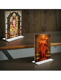 Sri Ram Lalla & Sri Hanuman Acrylic T-Style Photo Stand - 11x13 Inches, Compact and Stylish Spiritual Display, easily change 2 photos (Pack of 1)