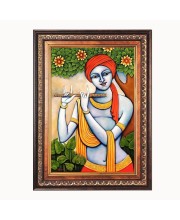 Sri Krishna Color Photo 10x14 Inch - Vibrant Religious Wall Art for Home or Office Decor.