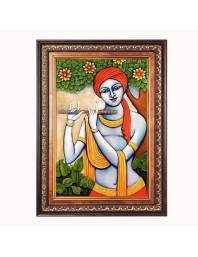 Sri Krishna Color Photo 8x12 Inch - Vibrant Religious Wall Art for Home or Office Decor.