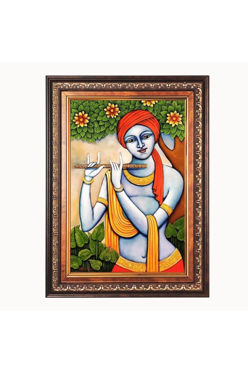Sri Krishna Color Photo 10x14 Inch - Vibrant Religious Wall Art for Home or Office Decor.