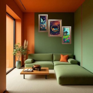 3-Pack Beautiful painting Photo Frames - 2 Pieces 14x21 Inch & 1 Piece 18x21 Inch - Rustic Wall Art for Home & Office Decor - Botanical Wall Hanging for Living Room, Bedroom, or Workspace