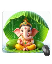 Customized Lord Ganesha Picture Sublimation Mouse Pad | 8 X 7.5 Inch | Smooth Cloth Surface | Non-Slip Rubber Base | Personalized Mousepad for Laptop & Desktop (F16995)