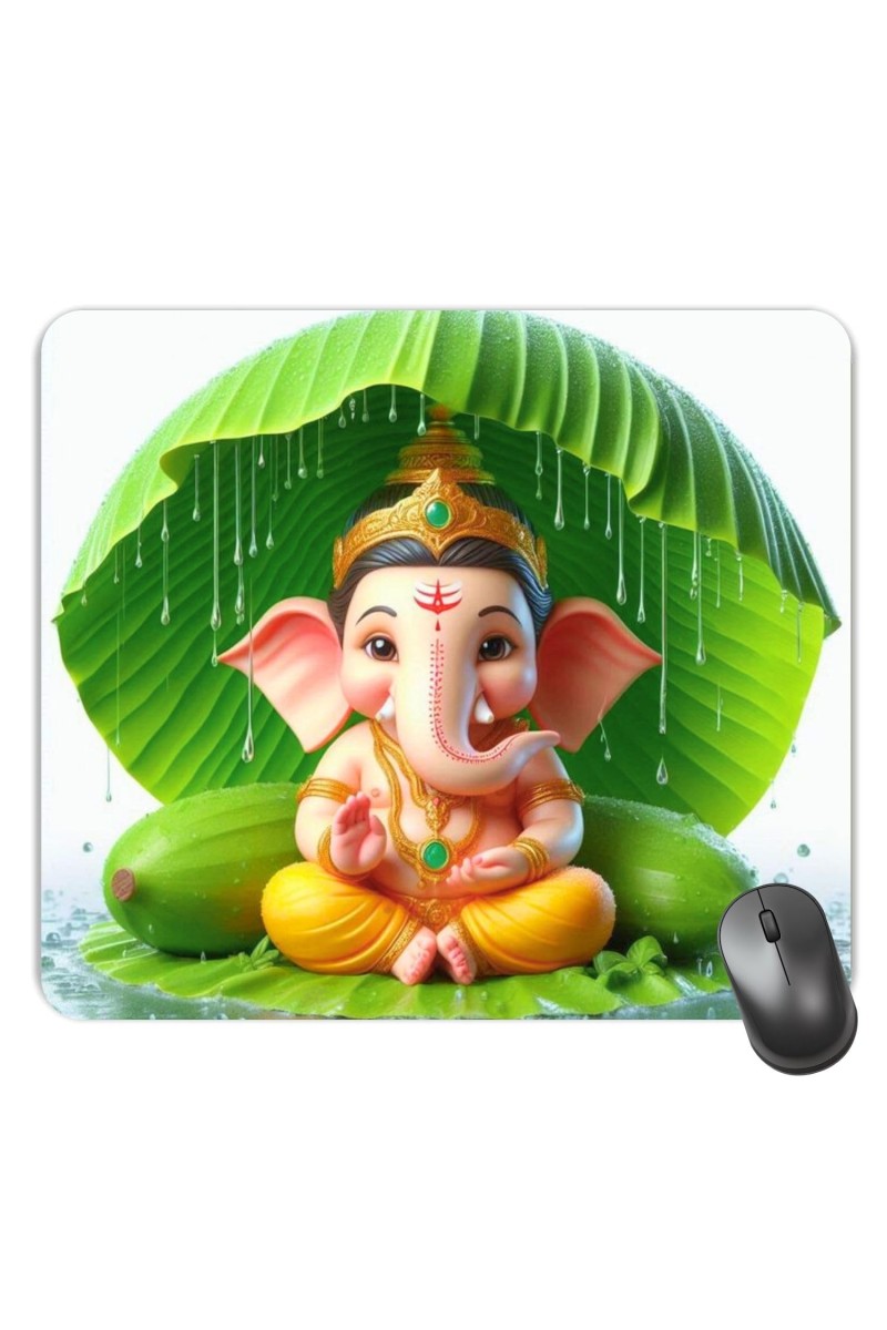 Customized Lord Ganesha Picture Sublimation Mouse Pad | 8 X 7.5 Inch | Smooth Cloth Surface | Non-Slip Rubber Base | Personalized Mousepad for Laptop & Desktop (F16995)