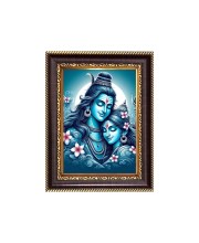 Lord Shiva and Mata Parvati Digital Print Photo 6.7x8.7 inches - Vibrant Religious Wall Art for Home, Office and Temple Decor.