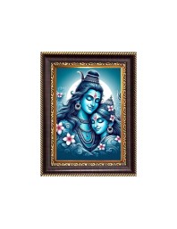 Lord Shiva and Mata Parvati Digital Print Photo 6.7x8.7 inches - Vibrant Religious Wall Art for Home, Office and Temple Decor.