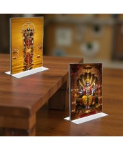 Lord Tirupati Balaji & Lord Vishnu Acrylic T-Style Photo Stand - 11x13 Inches, Compact and Stylish Spiritual Display, easily change 2 photos (Pack of 1)