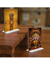 Lord Tirupati Balaji & Lord Vishnu Acrylic T-Style Photo Stand - 9x11 Inches, Compact and Stylish Spiritual Display, easily change 2 photos (Pack of 1)