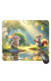 Customized Beautiful Rabbits Squirrel Picture Sublimation Mouse Pad | 8 X 7.5 Inch | Smooth Cloth Surface | Non-Slip Rubber Base | Personalized Mousepad for Laptop & Desktop (F17326)
