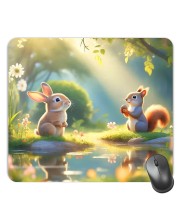 Customized Beautiful Rabbits Squirrel Picture Sublimation Mouse Pad | 8 X 7.5 Inch | Smooth Cloth Surface | Non-Slip Rubber Base | Personalized Mousepad for Laptop & Desktop (F17326)