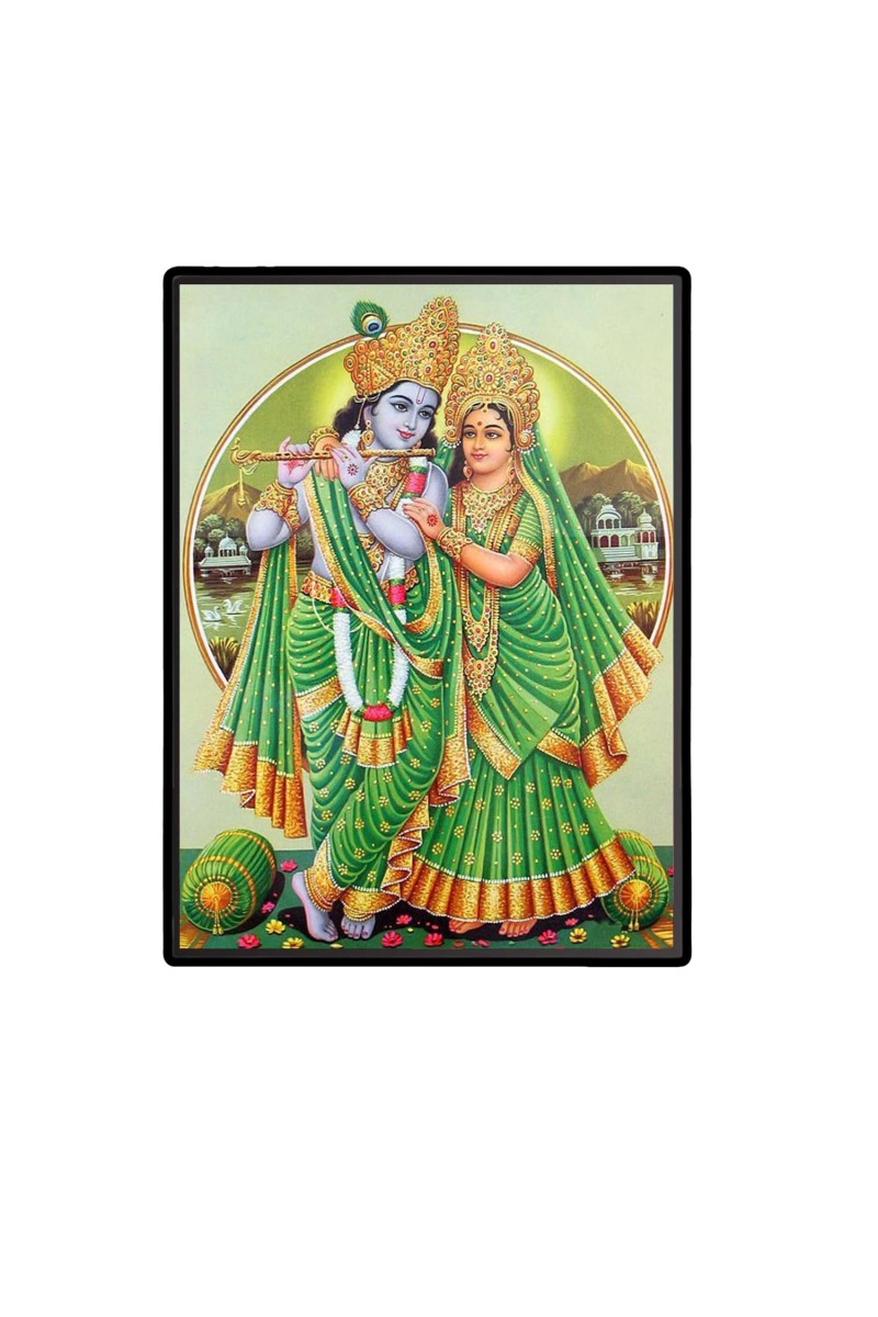 Radha Krishna Laminated Photo - 5x7 Inches, Divine Blessings for Home & Office and Temple Decoration