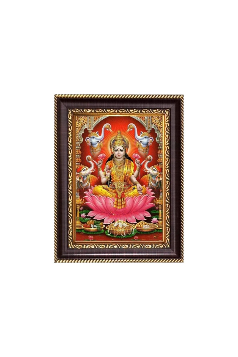 Sri Maa Lakshmi Digital Print Photo 6.7x8.7 inches - Vibrant Religious Wall Art for Home, Office and Temple Decor.