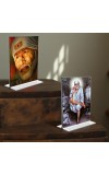 Sai Baba Acrylic T-Style Photo Stand - 7x9 Inches, Compact and Stylish Spiritual Display, easily change 2 photos (Pack of 1)