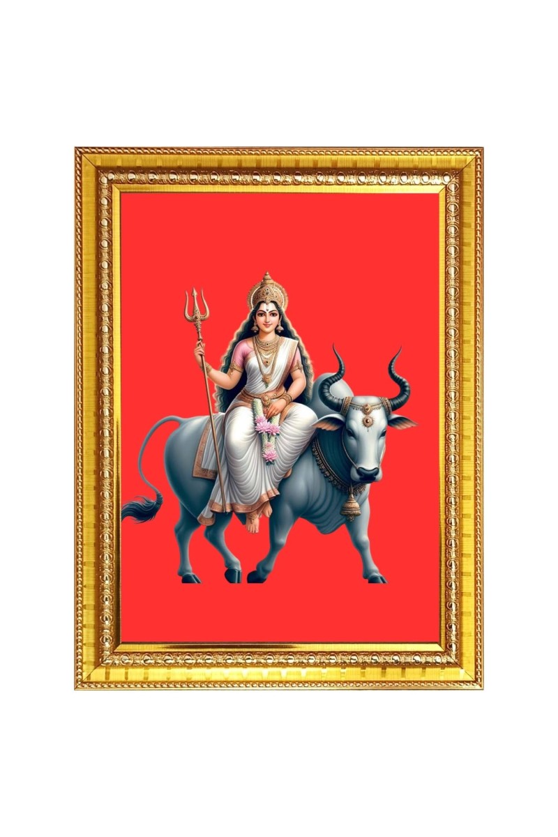 Maa Brahmacharini Photo Frame - 10x14 Inches, Brown Wooden Frame for Home, Office & Temple Decoration
