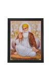 Hitech Sales Guru Nanak Dev ji Polystyrene Photo Frame for Pooja Room, Temple Decor, Home Decoration and Gifting (Wall and Tabletop, Rectangular, Printed Photo, 7.12 x 9.12 inches Frame, Black)