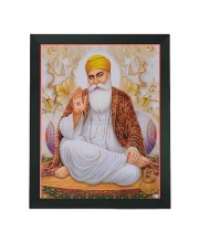 Hitech Sales Guru Nanak Dev ji Polystyrene Photo Frame for Pooja Room, Temple Decor, Home Decoration and Gifting (Wall and Tabletop, Rectangular, Printed Photo, 7.12 x 9.12 inches Frame, Black)