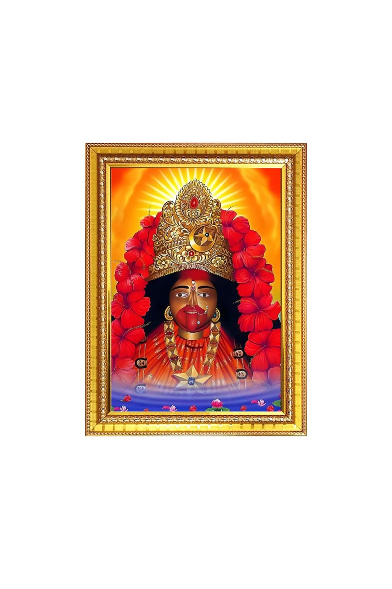 Maa Tara Photo Frame - 10x14 Inches, Brown Wooden Frame for Home, Office & Temple Decoration