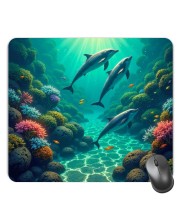 Customized Beautiful Dolphines Picture Sublimation Mouse Pad | 8 X 7.5 Inch | Smooth Cloth Surface | Non-Slip Rubber Base | Personalized Mousepad for Laptop & Desktop (F17304)