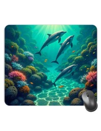 Customized Beautiful Dolphines Picture Sublimation Mouse Pad | 8 X 7.5 Inch | Smooth Cloth Surface | Non-Slip Rubber Base | Personalized Mousepad for Laptop & Desktop (F17304)