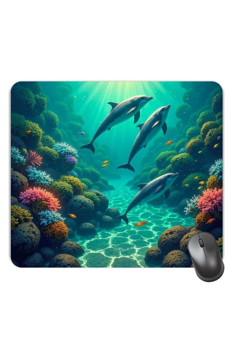 Customized Beautiful Dolphines Picture Sublimation Mouse Pad | 8 X 7.5 Inch | Smooth Cloth Surface | Non-Slip Rubber Base | Personalized Mousepad for Laptop & Desktop (F17304)