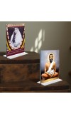 Sri Ramakrishna Paramhansa & Sarada Debi Acrylic T-Style Photo Stand, Compact and Stylish Spiritual Display, easily change 2 photos (Pack of 1)