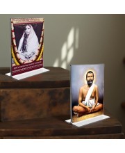 Sri Ramakrishna Paramhansa & Sarada Debi Acrylic T-Style Photo Stand, Compact and Stylish Spiritual Display, easily change 2 photos (Pack of 1)