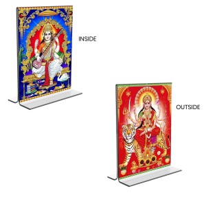 Debi Saraswati & Debi Durga Acrylic T-Style Photo Stand - 5x7 Inches, Compact and Stylish Spiritual Display, easily change 2 photos (Pack of 1) Debi Saraswati & Debi Durga Acrylic T-Style Photo Stand - 5x7 Inches, Compact and Stylish Spiritual Display, easily change 2 photos (Pack of 1)