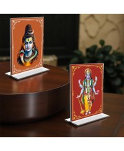Lord Shiva & Lord Vishnu Acrylic T-Style Photo Stand - 11x13 Inches, Compact and Stylish Spiritual Display, easily change 2 photos (Pack of 1)