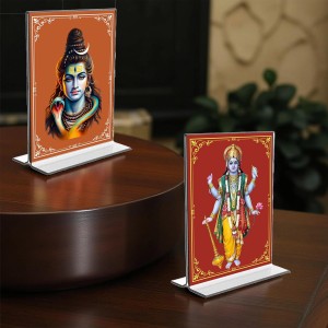 Lord Shiva & Lord Vishnu Acrylic T-Style Photo Stand - 9x11 Inches, Compact and Stylish Spiritual Display, easily change 2 photos (Pack of 1) Lord Shiva & Lord Vishnu Acrylic T-Style Photo Stand - 9x11 Inches, Compact and Stylish Spiritual Display, easily change 2 photos (Pack of 1)
