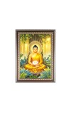Lord Buddha Photo Frame - 10x14 Inches, Brown Wooden Frame for Home, Office & Temple Decoration