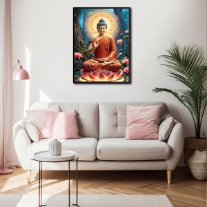 Lord Buddha Laminated Photo (13x15 Inches) Divine Blessings for Home & Office and Temple Decoration