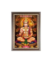 Sri Hanuman ji Photo Frame - 10x14 Inches, Brown Wooden Frame for Home, Office & Temple Decoration
