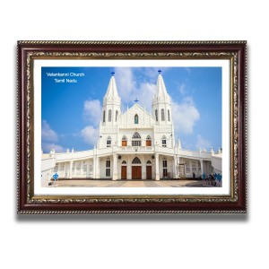 Velankanni Church Church Photo Frame, Beautiful Elegant Framed Wall Art of Iconic Cathedral