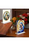 Mother Mary Acrylic T-Style Photo Stand, Compact and Stylish Spiritual Display, easily change 2 photos (Pack of 1)