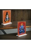 Lord Shiva & Lord Ganesh Acrylic T-Style Photo Stand - 9x11 Inches, Compact and Stylish Spiritual Display, easily change 2 photos (Pack of 1)