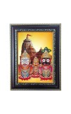 Hitech Sales Photo Frame for Temple and Home Decoration with Jagannath Dev, Balaram, Subhadra with Floral Design Frame, 5 x 7 Inches – Brown (Pack of 1)
