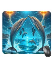 Customized Beautiful Sea Dolphins Picture Sublimation Mouse Pad | 8 X 7.5 Inch | Smooth Cloth Surface | Non-Slip Rubber Base | Personalized Mousepad for Laptop & Desktop (F17315)