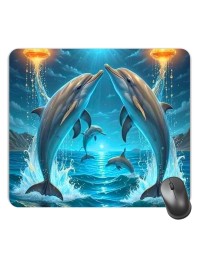 Customized Beautiful Sea Dolphins Picture Sublimation Mouse Pad | 8 X 7.5 Inch | Smooth Cloth Surface | Non-Slip Rubber Base | Personalized Mousepad for Laptop & Desktop (F17315)