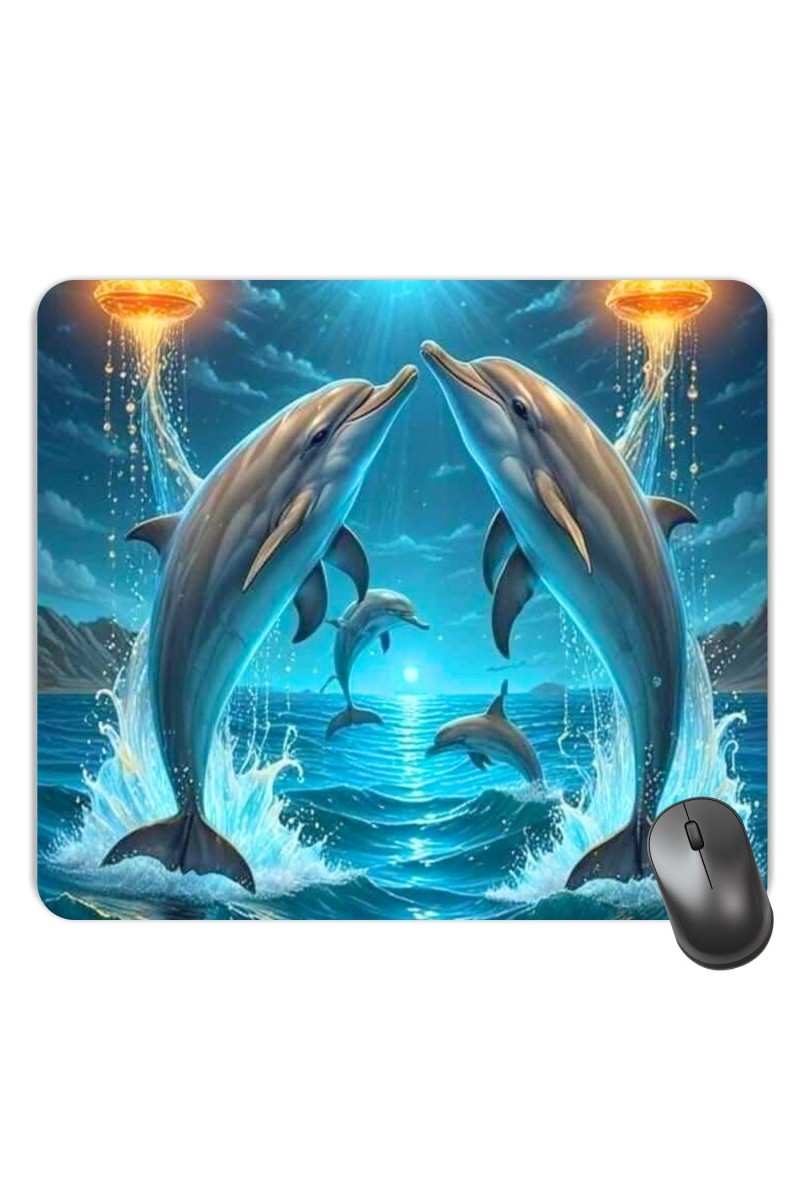 Customized Beautiful Sea Dolphins Picture Sublimation Mouse Pad | 8 X 7.5 Inch | Smooth Cloth Surface | Non-Slip Rubber Base | Personalized Mousepad for Laptop & Desktop (F17315)