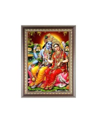 Maa Radha with Sri Krishna Photo Frame - 16x20 Inches, Brown Wooden Frame for Home, Office & Temple Decoration