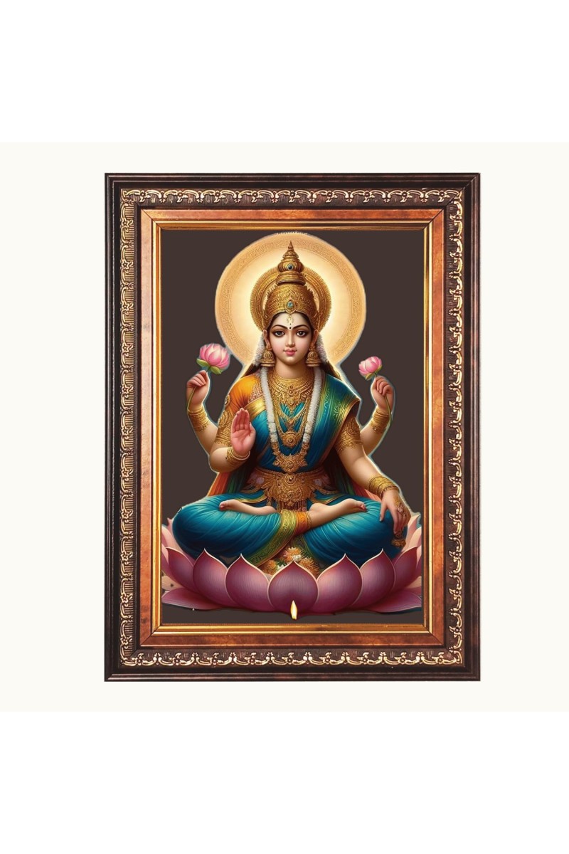Sri Laxmi Color Photo 10x14 Inch - Vibrant Religious Wall Art for Home or Office Decor.