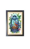A Drawing A Colorful Bird Black Photo Frame Funny Animal and Bird Cartoon Art