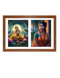 Radha and sita Photo Frame - 17x21Inches - Spiritual Artwork for Home Decor, Puja Room and Office Decoration